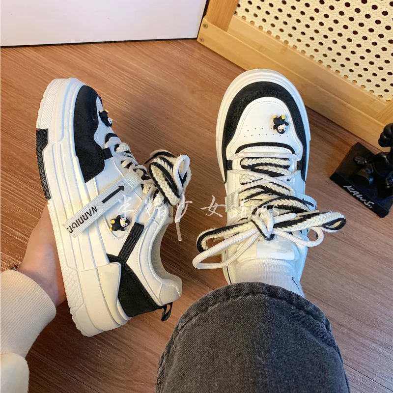 SHANPA 2023 Spring and Autumn Versatile Sports Shoes for Women Niche Original Korean Fashion Casual Student White Shoes