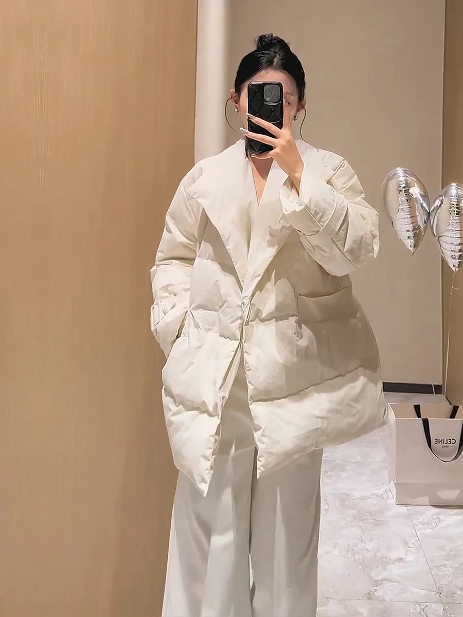 Женский зимний пуховик High Sense с большими лацканами новый корейский стиль