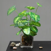 25cm fake plants mini potted small artificial greenery faux plant bonsai tropical leaves plants for desk shelf home indoor decor