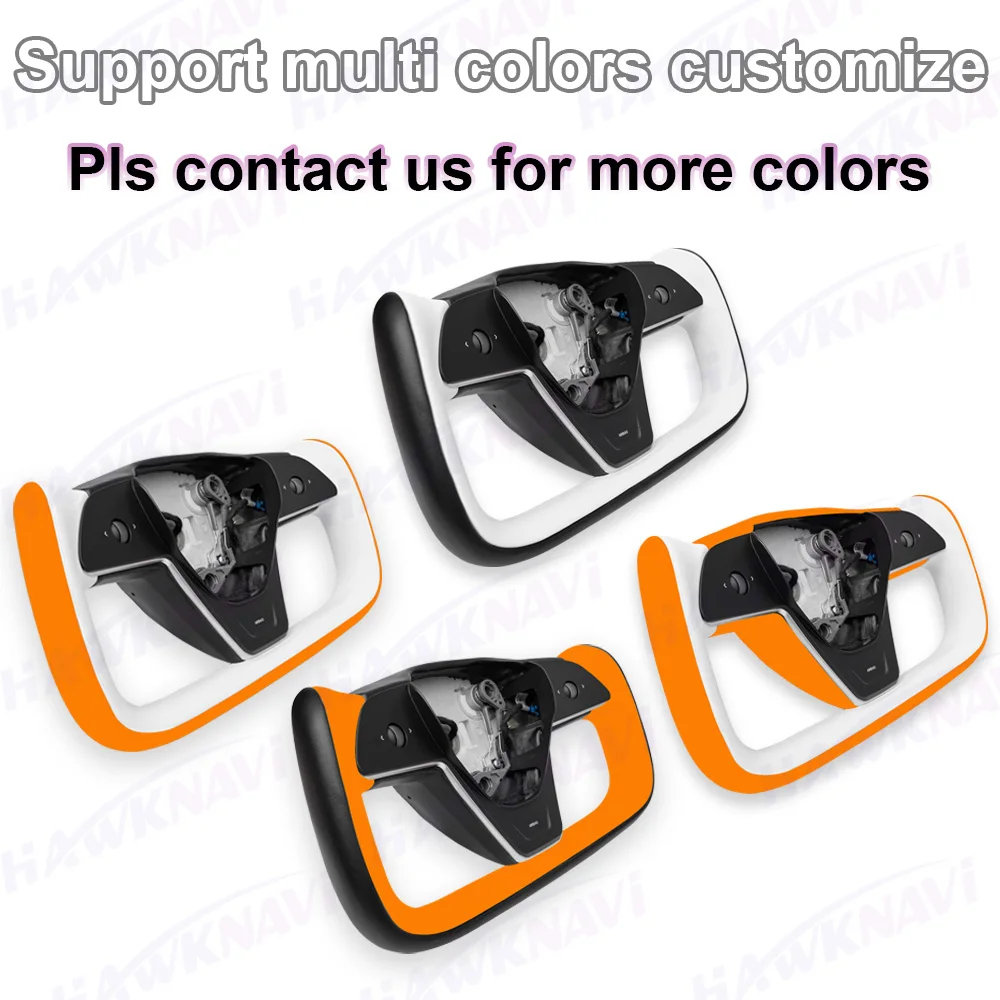 Новейший стиль Hawknavi 377 мм руль с колюком для Tesla Model Y 3 2023 2022 2021 2020 2017+ Кожаная