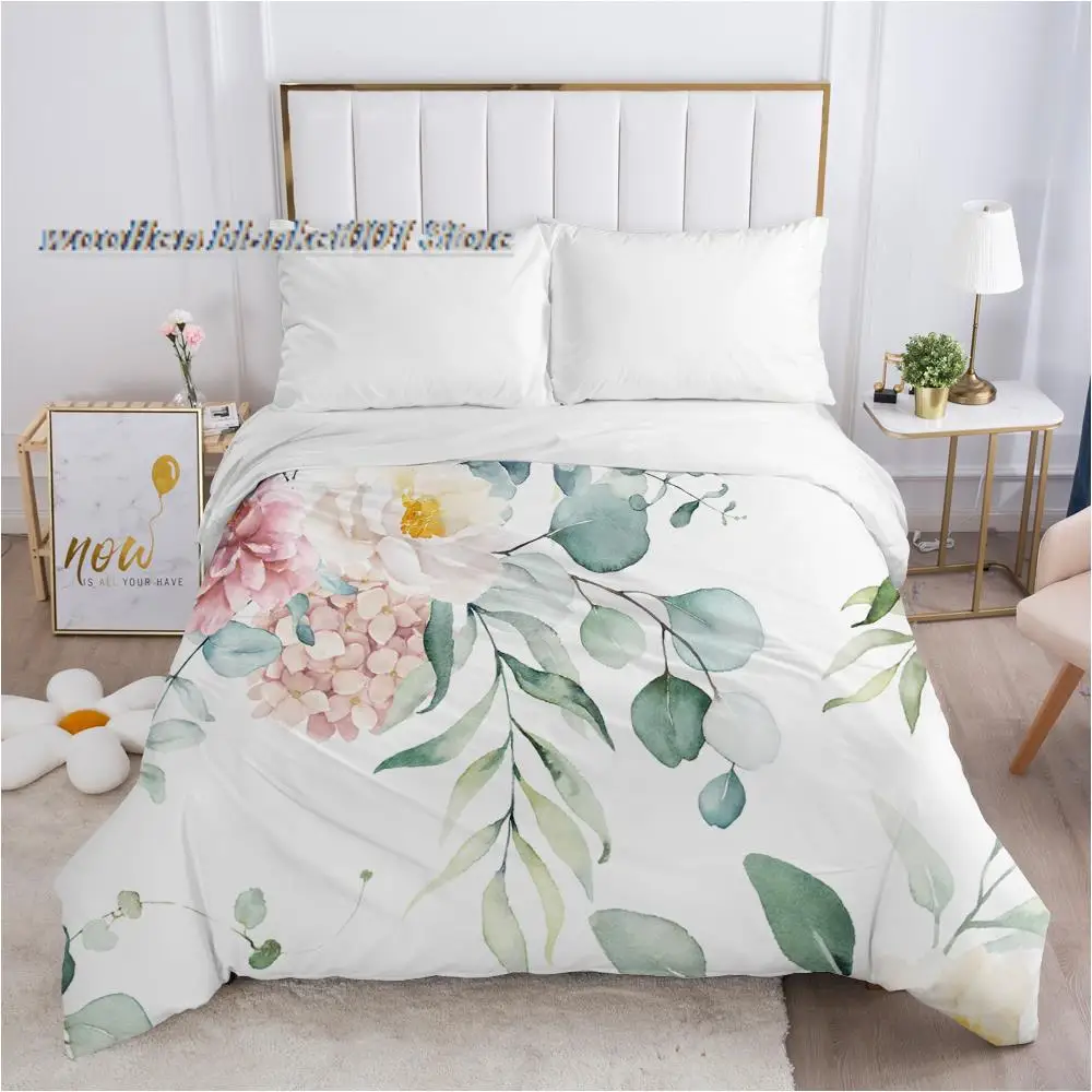 

Luxury Duvet cover Comfortable Quilt Blanket Case Queen King Bedding 140x200 240x220 for Home Rustic flower white