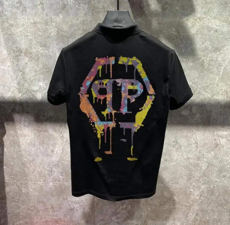 

Drop shipping Streetwear polo Men Rhinestones Casual polo Hip Hop polo