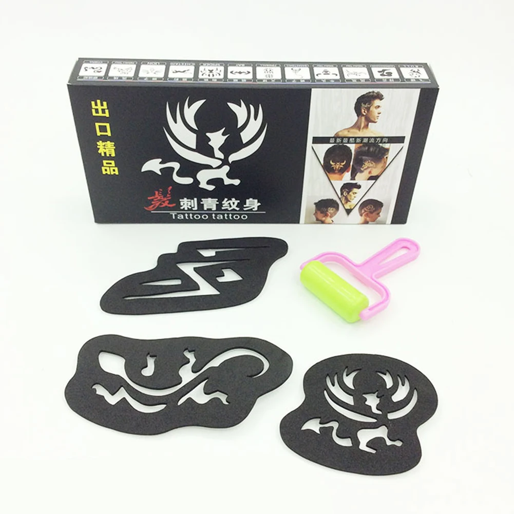 

Men Styling Tool Cool Accessories Sponge Salon Carved Barber Coloring DIY Wear Resistance Hair Tattoo Template