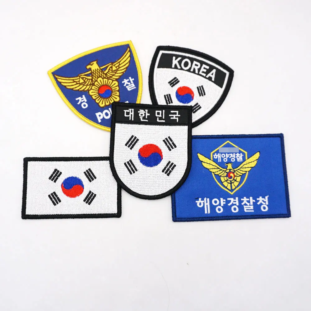 

South Korean Flag Soldier Military Tactical Embroidered Patches Armband Backpack Badge with Hook Backing for Clothing