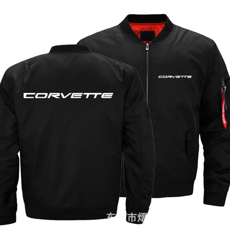 

Corvette Logo Flying Jacket Fashion Thicken Windbreaker Warm Casual Zipper Baseball Coat Size S-5XL