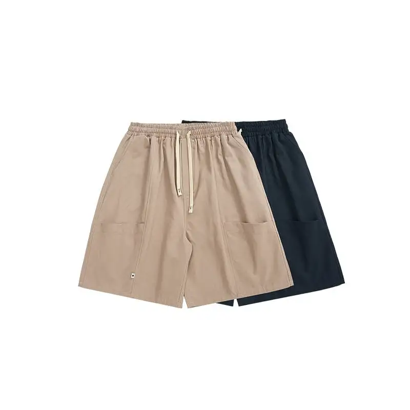 

Its Green Series Spring and Summer New Japanese Casual Tooling Solid Color Sports Loose Mens Shorts Men