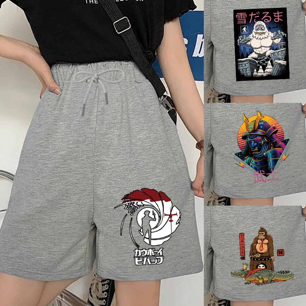 

Women Summer Casual Drawstring Baggy Shorts High Waist Breathable Beach Scanties Japan Print Comfortable Exercise Short Pants