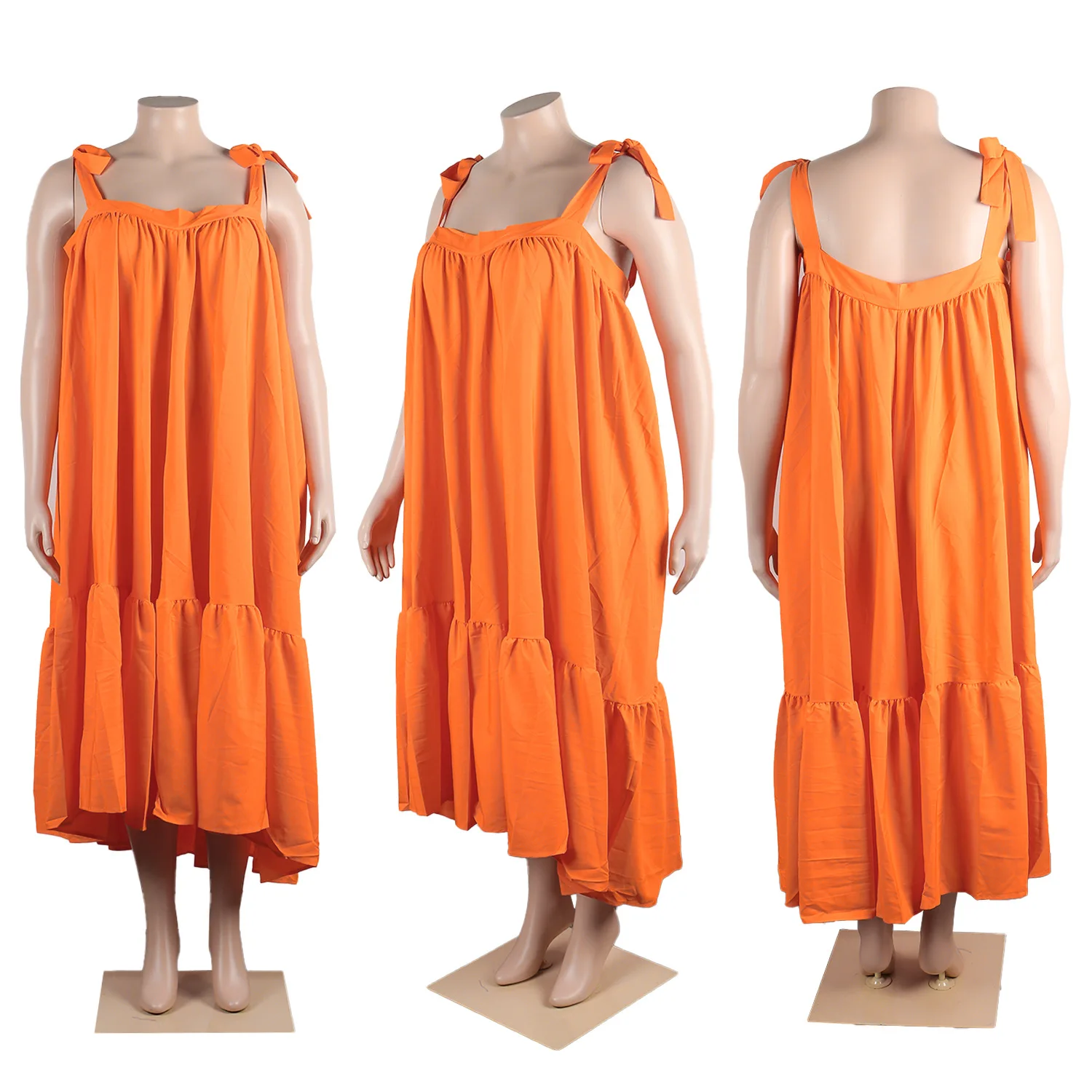 2023 Spring Women Loose Dress Solid Sleeveless Bow Fashion Elegant Outfit Casual Luxury Gown Plus Size Evening Party 5xl Dress