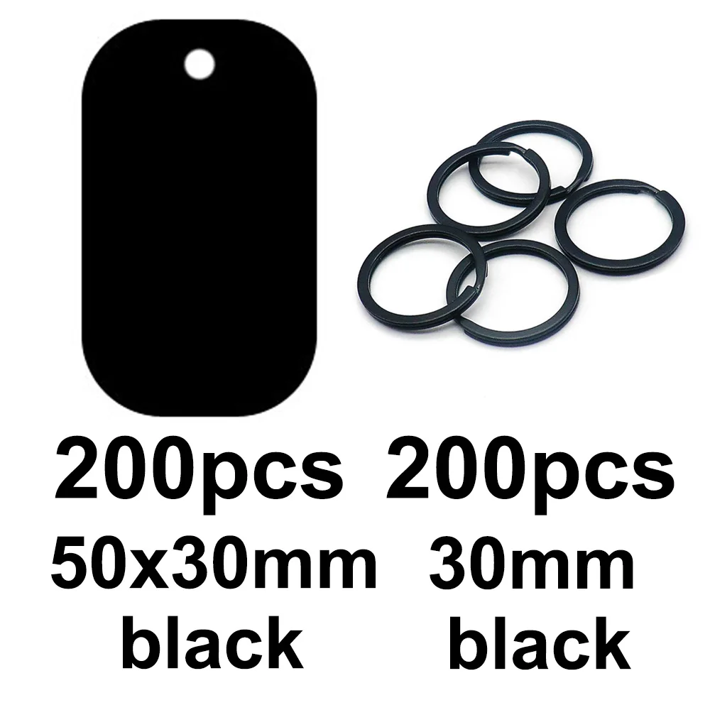 

200Pcs Blank 50x30mm aluminium Tag And 30mm Keyring
