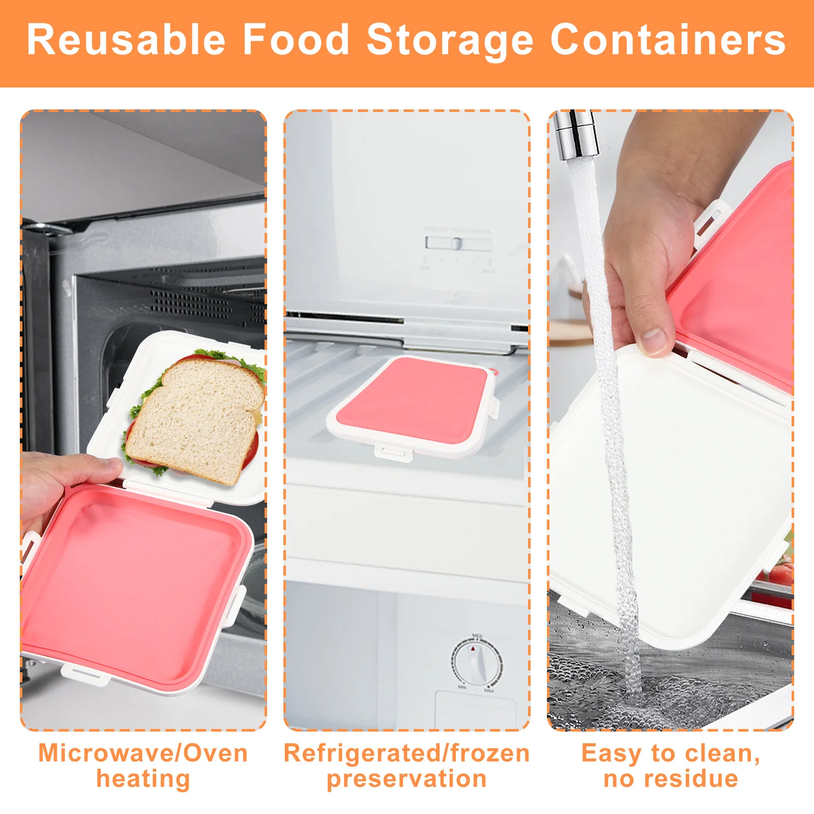 3 шт. контейнеры для сэндвичей силиконовая коробка хранения термостойкая с