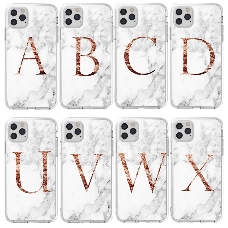 

Marble Letter Case For Iphone13/12/11Promax Transparent TPU Case