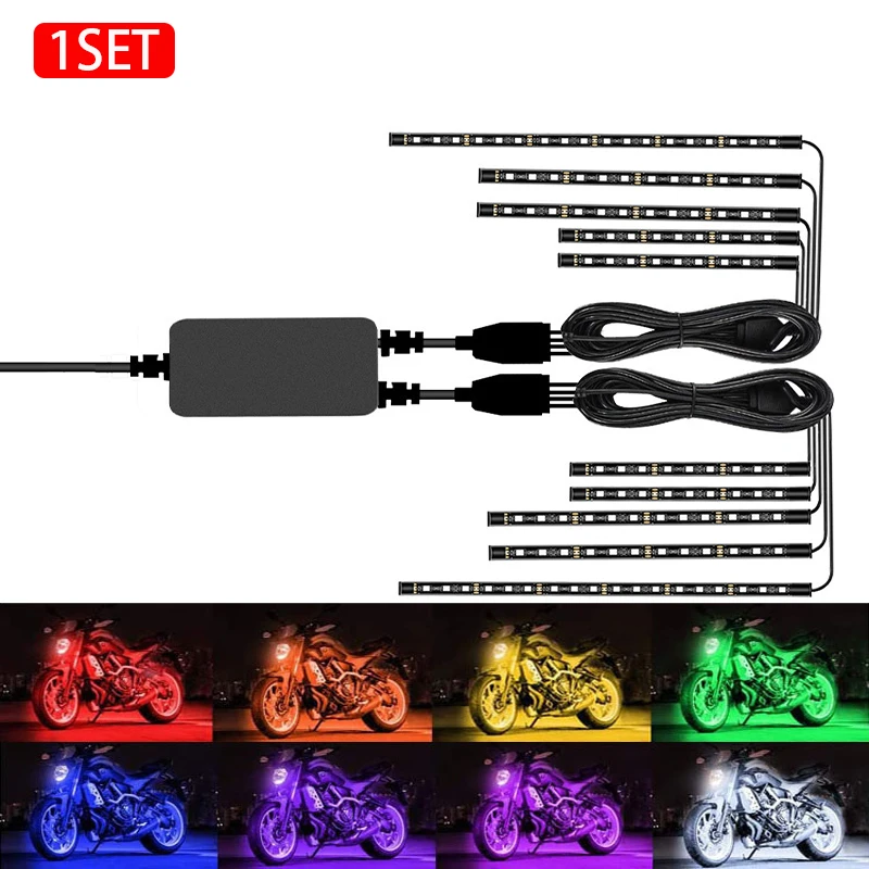 

LED Lights For Car 12V Led Motorcycle Ambient Light Flexible Strip APP Sound Control RGB Waterproof Decorative Atmosphere Lamp