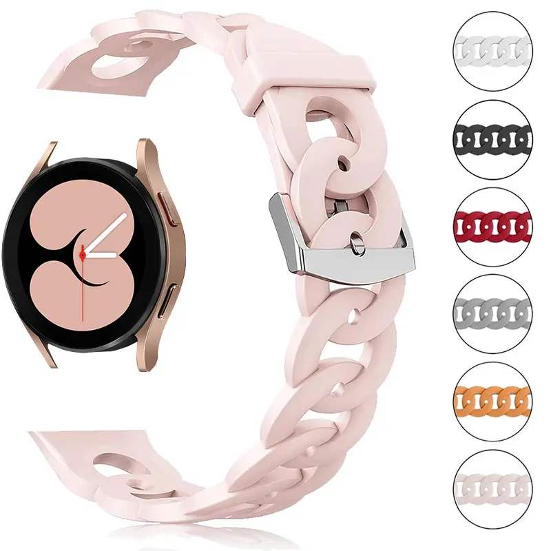 

20mm 22mm Ladys Silicone Strap for Samsung Galaxy Watch 4 3 41mm 45mm Wrist Band Bracelet S3 42mm 46mm Active 2 Gear Watchband