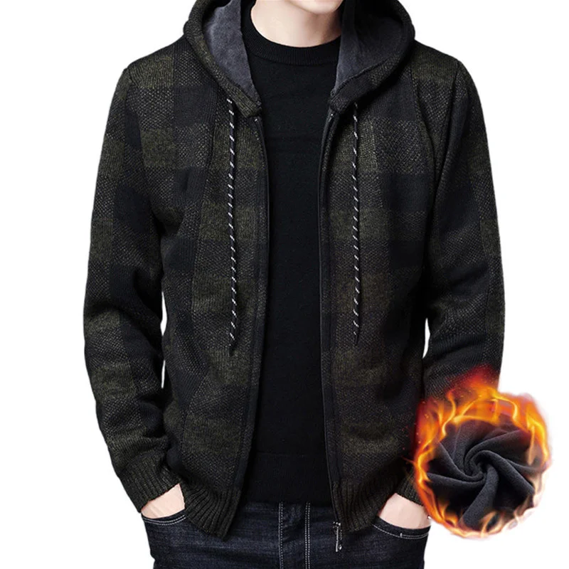 

Winter New Men's Fleece Tickened Cardian Knit Sweater / Male Loose Warm ded Add Wool Jacket Coat
