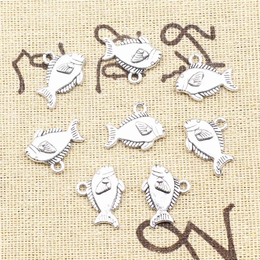 

10pcs Antique Silver Color 14x18mm Fish Charms Handmade Jewerly Diy