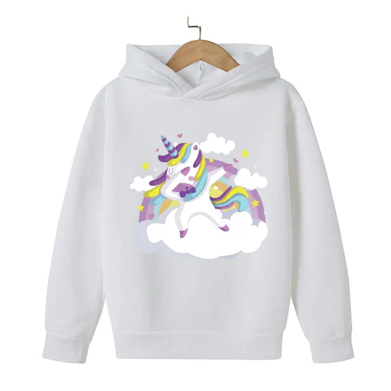 Unicorn Winter Hoodie Cartoon Print Sweater Girl Baby Children's Hooded Fashion Kids Sportswear 4-14T |