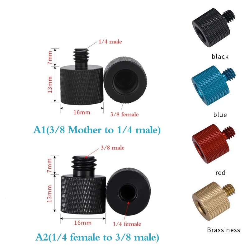 

1/4 to 3/8 Inch Conversion Screw Camera Dual Nuts Tripod Mount Screw Adapter