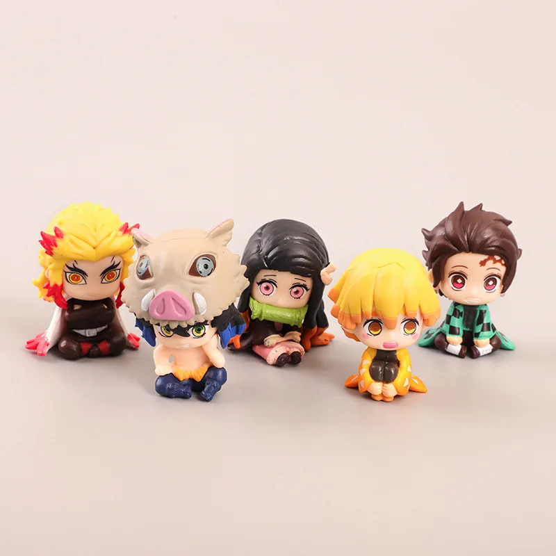 

The second generation of 5 sitting ghost extinction hand do anime Tanjiro You bean apricot shou Lang Nosuke Zen Yi doll ornament