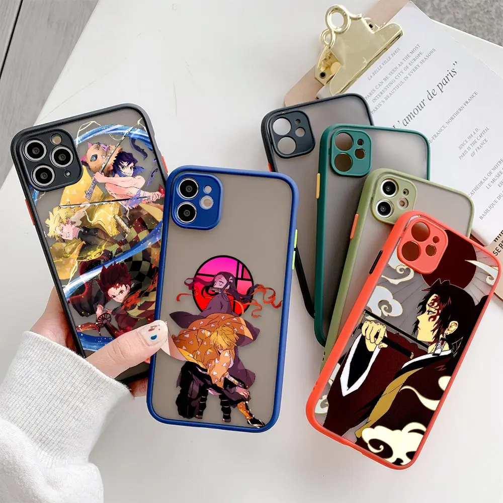 

Kimetsu No Yaiba Demon Slayer Anime Matte Case For iPhone 14 14 13 12 11 XR X 8 7 Plus Pro XS Max Mini Feeling Cases Silicone