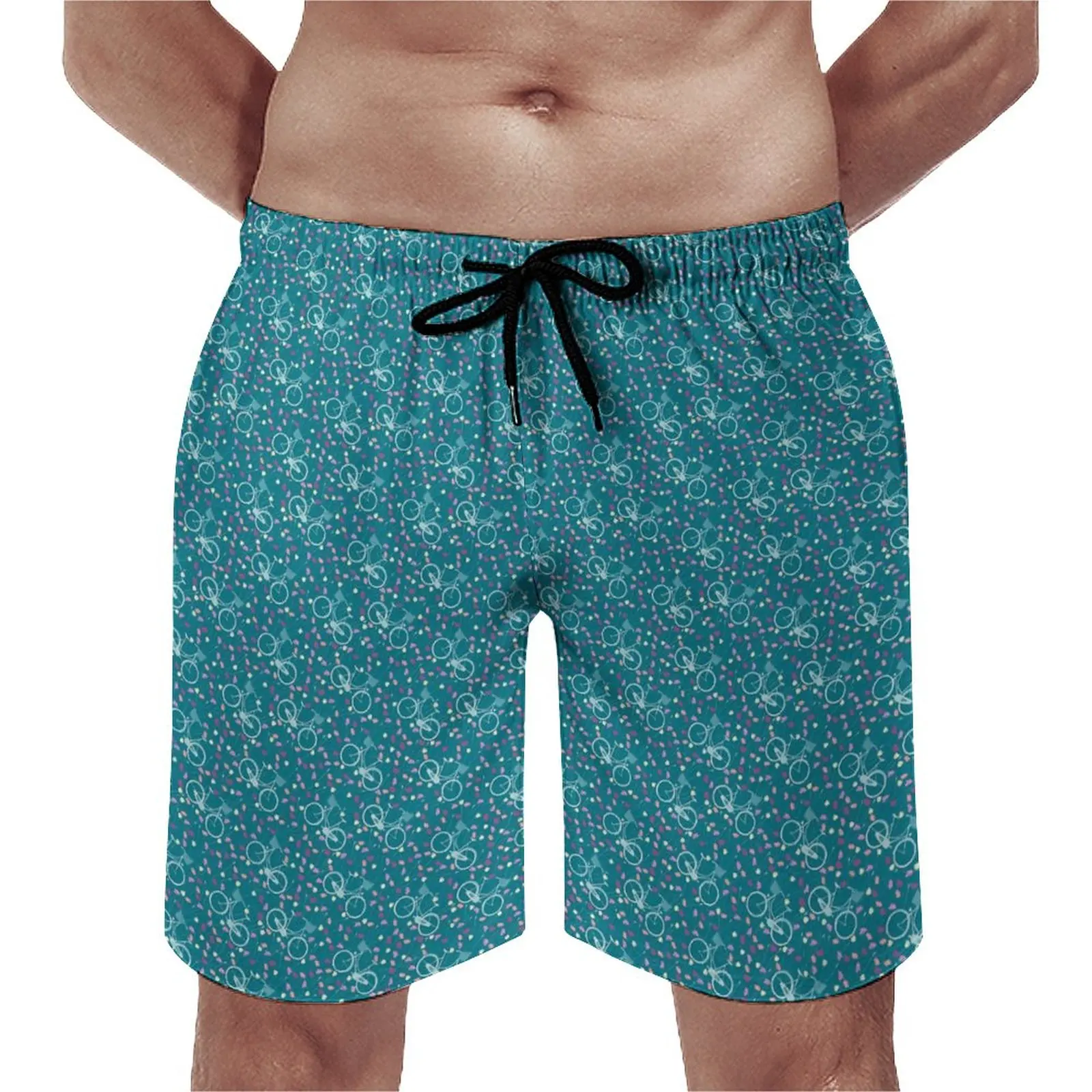 

Vintage Bicycles Board Shorts Colorful Dots Print Vintage Board Short Pants Males Design Running Surf Quick Dry Beach Trunks