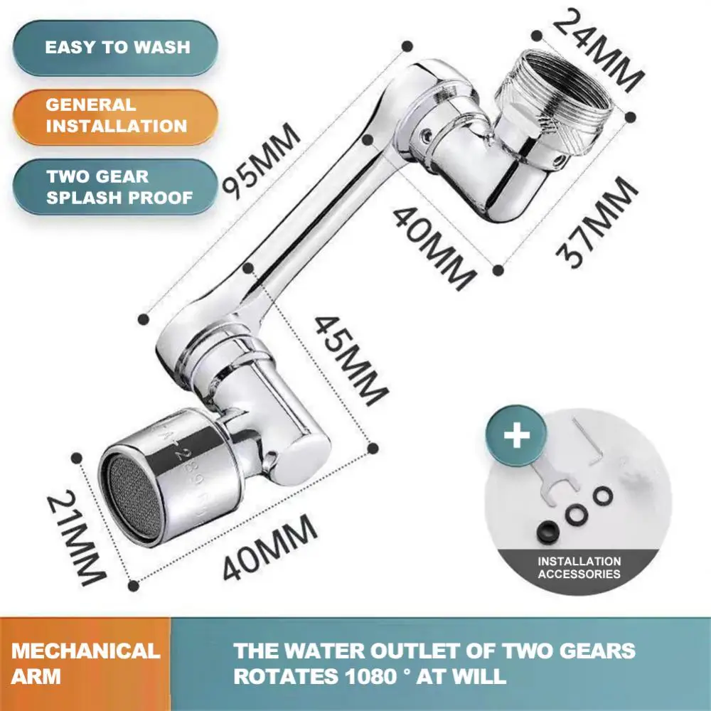 

New 2 Modes 1080 Degree Rotatable Extension Faucet Sprayer Head Universal Bathroom Tap Extend Adapter Aerator Faucet Extender