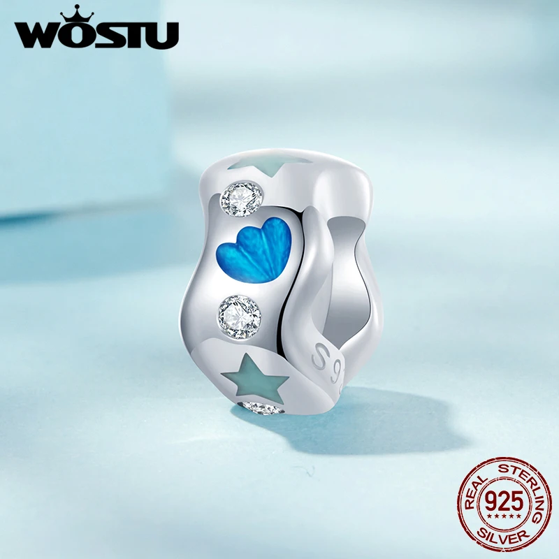 WOSTU настоящее серебро 925 пробы океан морская звезда и ракушка пробка бусина