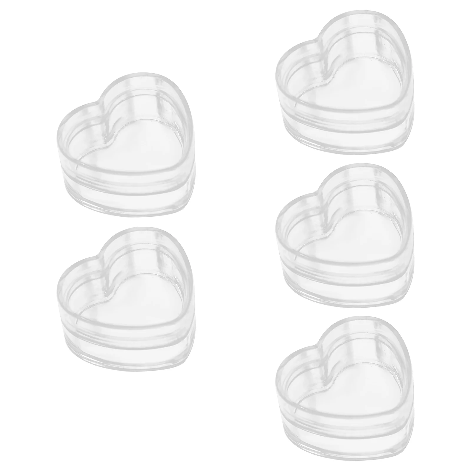 

5 Pcs Storage Box Jewelry Display Clear Container Heart Shape Case Plastic Containers Candy Boxes Jar Small Gift Organizer