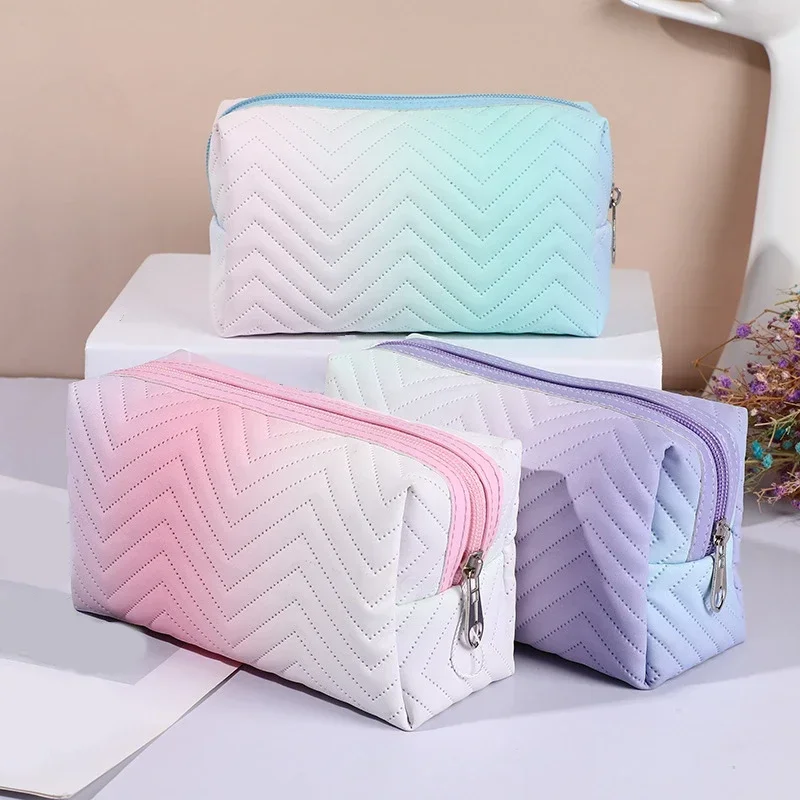 

Women's PU Gradient Color Cosmetic Bag Travel Portable Toiletries Bag Cosmetic Organizer Storage Bag