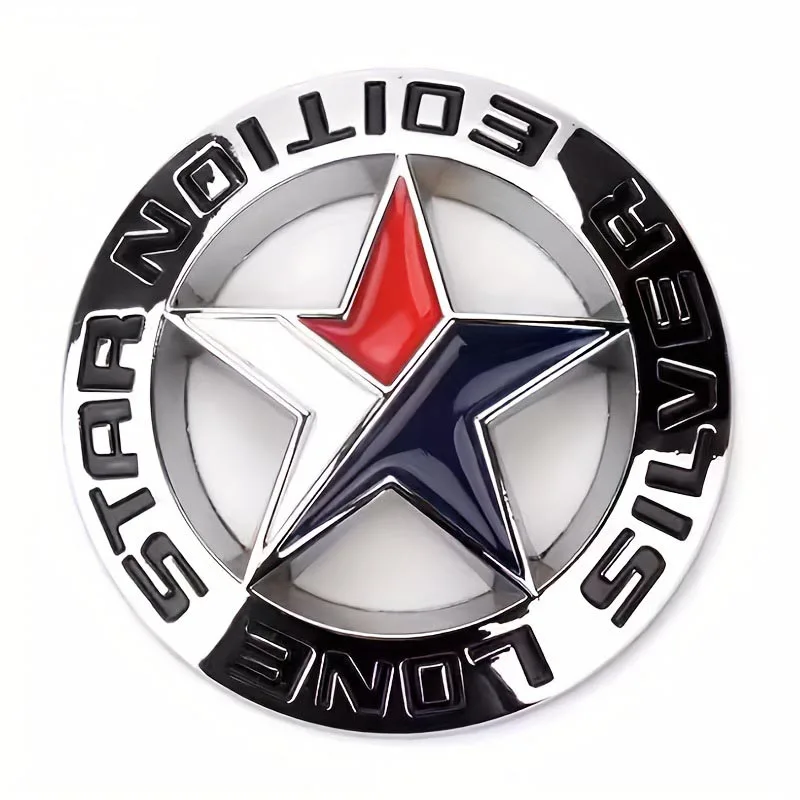 

3D металлическая наклейка на автомобиль Lonestar, значок Техасской пентаграммы, подходит для Jeep - серебристая хромированная отделка