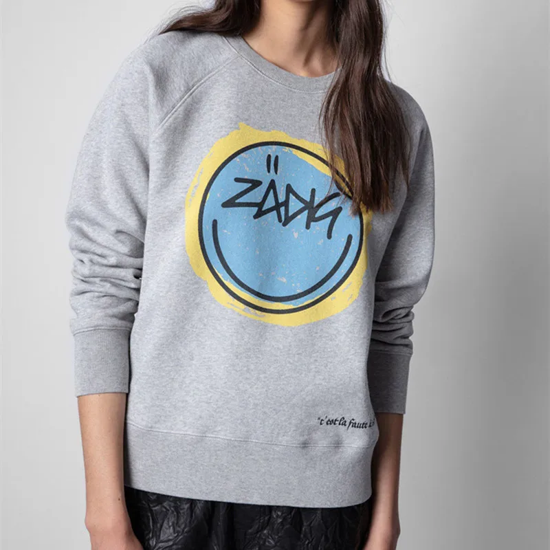 

New Arrival Designer Sweatshirt Zv Simle Print Sweatshirts Spring Autumn Winter Clothes Women Casual Vintage Sweatshirt Women