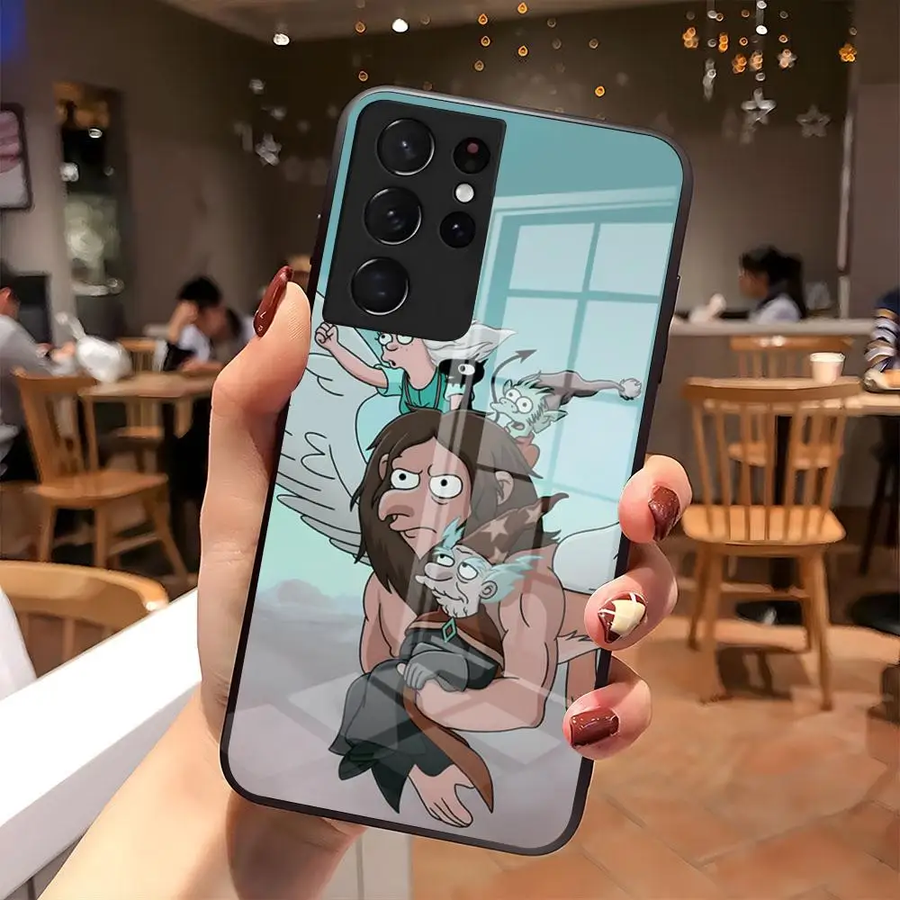 Фото Чехол для телефона Cartoon-D-Disenchantments для Samsung S26 S25 S24 FE S23 S22 S21 Plus S20 Ultra Note20Ultra, черное стеклянное покрытие. №2