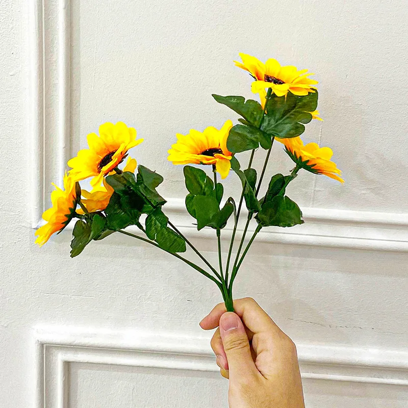 

7 Heads Sunflower Flower Bouquet Artificial Flowers Daisies Wedding Plant Accessories Room Home Party Decor Gift Fake Flowers