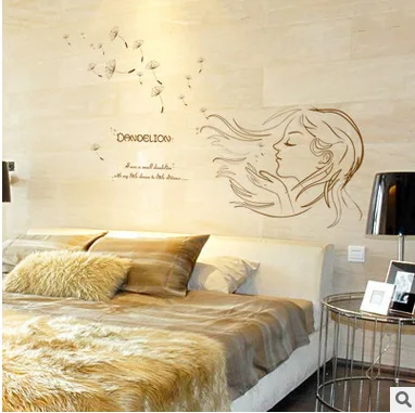 

Beautiful Girl Dandelion Wall Stickers Bedroom Living Room Home Decor Art Decals DIY Vinyl Self-adhesive Wallpaper Decoration