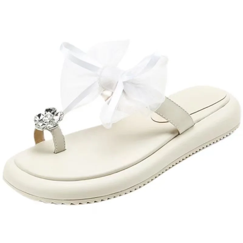 

Women's Sandals Fairy Style Trendy 2023 New Summer Fashion All-Matching Gentle Wind Net Red Butterfly Rhinestone Comfort Slipper