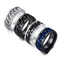 punk style stainless steel unadjustable spinner rings fidget ring stress relieving anxiety ring multicolor rotatable men jewelry