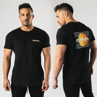 2022 summer cotton black mens t shirt front and front print letters casual round neck short sleeve top jogger fitness sportswea