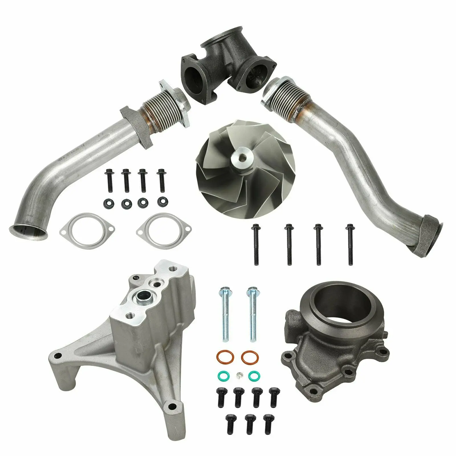 

High Quality Fit Ford 7.3 Powerstroke Diesel 99.5-03 Bellowed Up Pipes+Housing&Turbo Pedestal