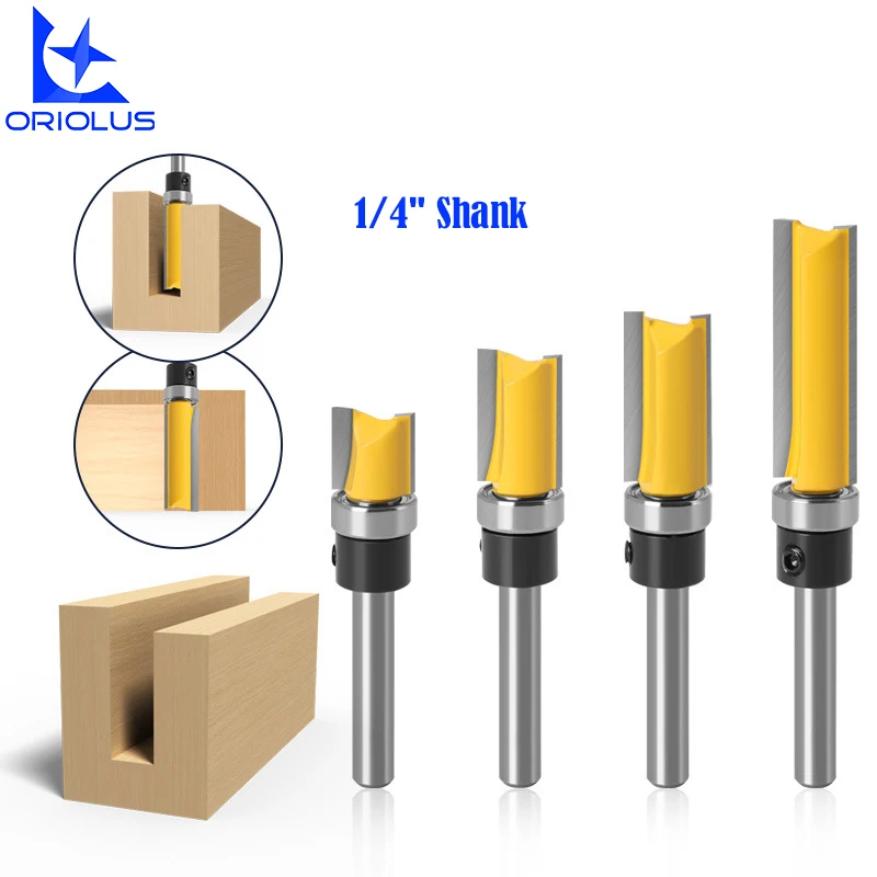 

4pcs 1/4" 6.35mm Shank Router Cutter CNC Woodworking Straight Bit Slotting Trimming Milling Cutter for Wood Woodworking Tool