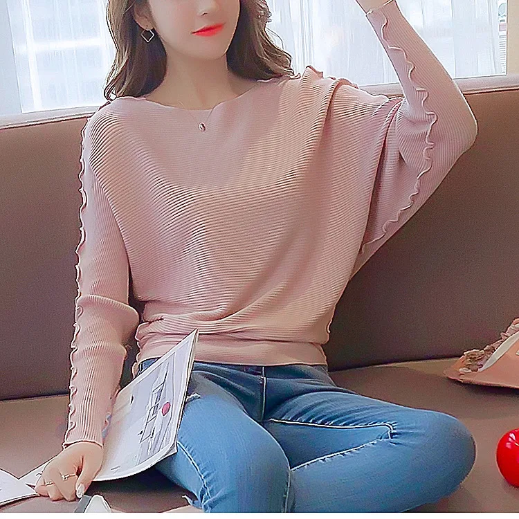 

Autumn Colorblock Stand Long Fashion Sleeve Knit Women Sweater Jumper Tops gray22