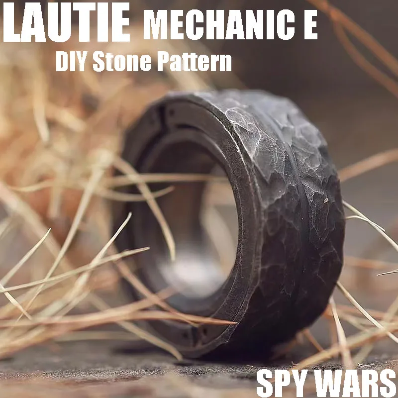 

LAUTIE Mechanic E Stone Pattern Paragraph Fidget Ring Ratchet Metal Adult Stress Relief EDC Toy Buyer's DIY Version