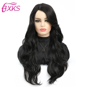 Synthetic Hair Lace Wigs Brown 2 Color Body Wave Long Hair Part Lace Wigs Invisible Skin L Part Synthetic Wigs 24Inches FXKS