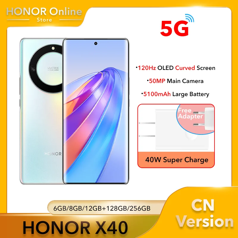 HONOR X40 X 40 5G Smartphone 120Hz OLED Hard Core Curved Screen Fast Charge 5100mAh Large Battery Mobile Phone