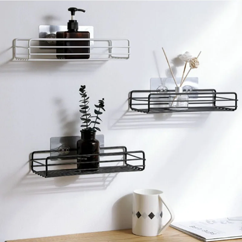 

Bathroom Shelf Shower Wall Mount Iron Art Shampoo Storage Holder No Drilling Kitchen Storage RACK Bathroom Accessories estantes