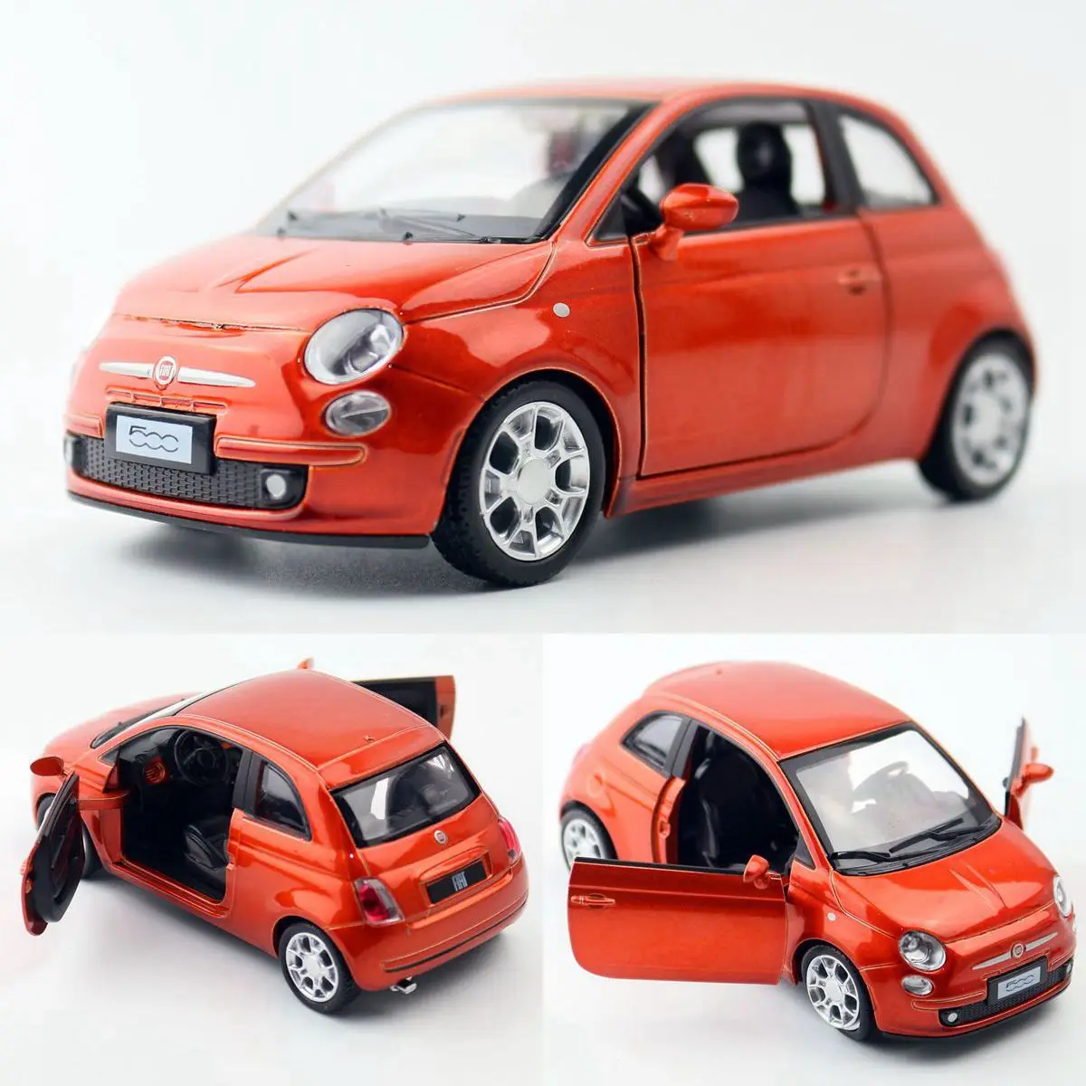 

Fiat 500 Toy Car, CCA 1/28 Model Diecast Alloy Miniauto, Doors Openable Pull Back Classical Vehicle Collection Gift For Boy