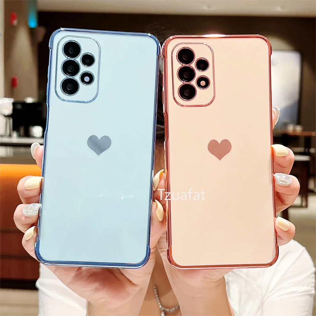 

Luxury Plating Love Heart Case For Samsung Galaxy S21 Plus S20 FE S22 S23 Ultra A52 S A53 5G A13 4G A12 A23 A33 Soft Phone Cover