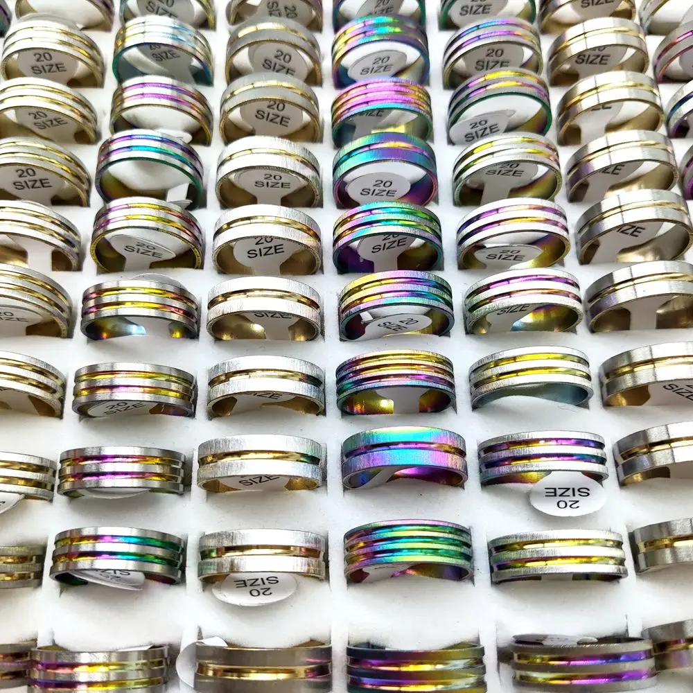 100 шт. мужские и женские кольца из нержавеющей стали | Кольца