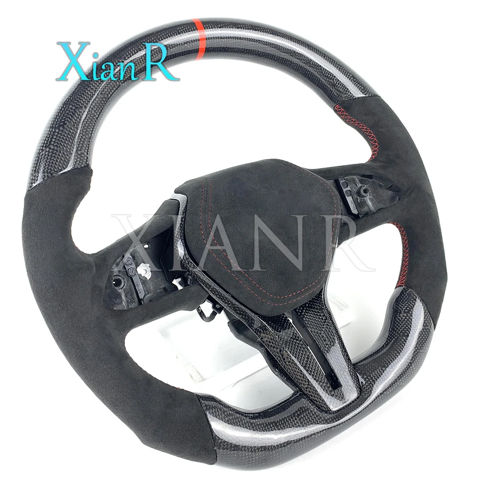Индивидуальное черное рулевое колесо из алькантары сотового углеродного
