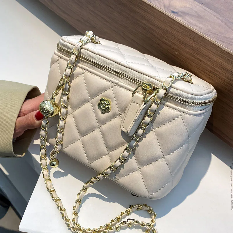 

Lattice Square Box Crossbody Shoulder Bag High-quality Totes PU Leather Women's Designer Handbag Female Lady Chain Messenger Bag