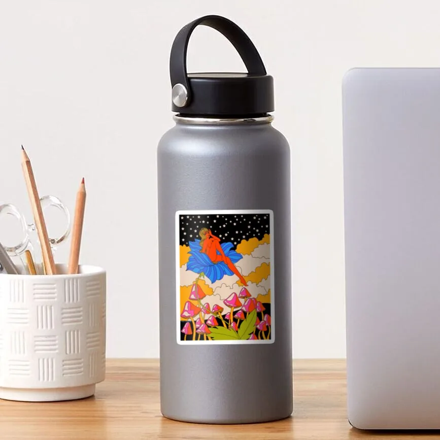 

Lady in a flower Sticker for Laptop Decor Bedroom Car Cute Cartoon Art Fashionable Public Suitcase