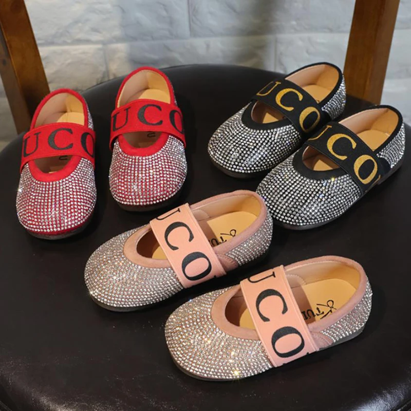 

Kids Shoes Girls Shoes Glitter Rhinestone Girls Dress Shoes Princess PU Leather Flats Shoes Girls Princess Party Shoes